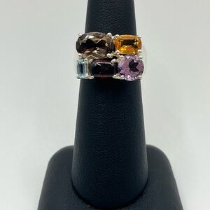 Elegant Multi-Stone Silver Ring